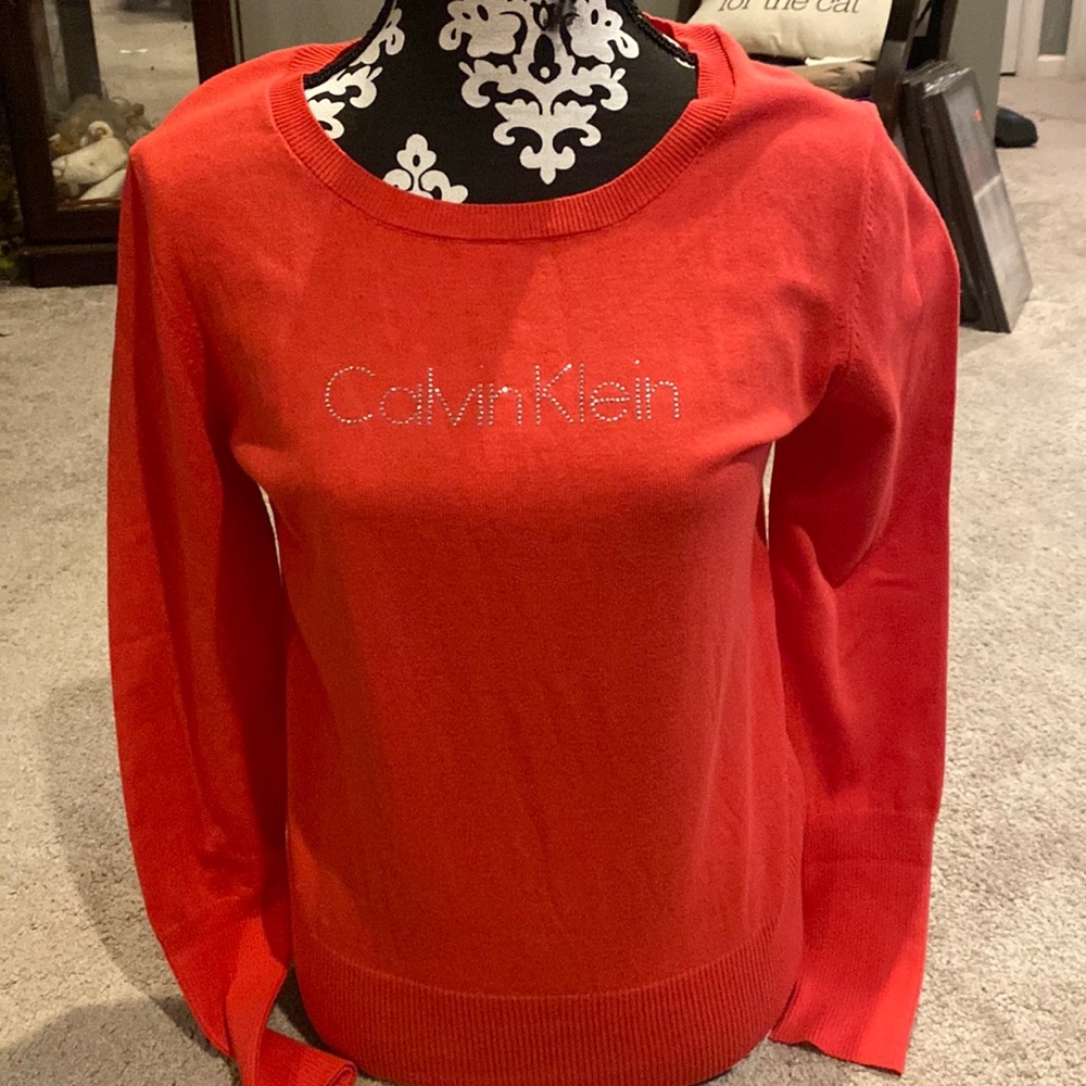Calvin Klein ! Super cute red sweater !! With sequent letters!